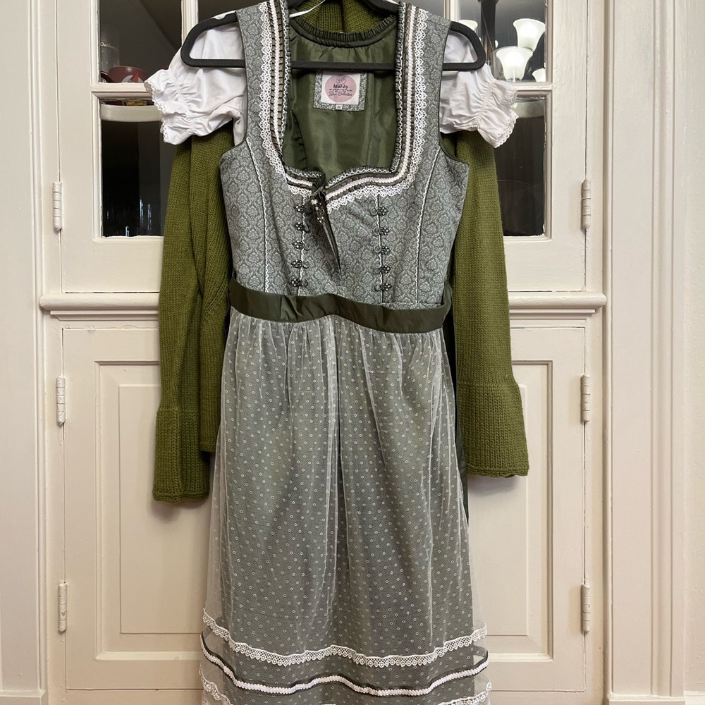 Green and White Dirndl Dress